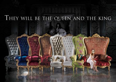 THE THRONE<br/>from left:<br/>B/110/3 - Throne - cm 98x95x195h<br/>B/110/7 - Throne - cm 98x95x195h<br/>B/110/5 - Throne - cm 98x95x195h<br/>B/110/2 - Throne - cm 98x95x195h<br/>B/110/1 - Throne - cm 98x95x195h<br/>B/110/6 - Throne - cm 98x95x195h<br/>B/110/13 - Throne - cm 98x95x195h<br/>B/120/1 - Throne - cm 162x95x195h